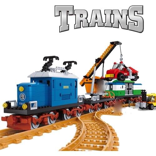 AUSINI 25709 AlanWhale Vintage Pick-Up Goods Locomotive Train Model Building Blocks Bricks Playset Railway Toys For Children