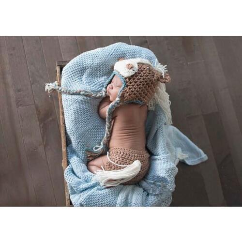 Free shipping,Cartoon pony newborn hat , baby horse hat with Diaper Cover baby Set newborn crochet Photography Prop 0-1m,3-4m