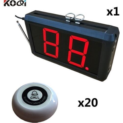 Wireless Table Bell System Most Popular Long Range Distance Remote Buzzer For Restaurant CE Approval(1 display+20 call button)