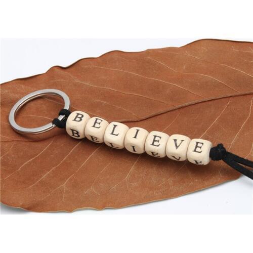 1pc Custom Key Ring Personalised Keyring Keychain Name Wood Xmas Gift Bagpack Tag Favour Gift Letter Handmade
