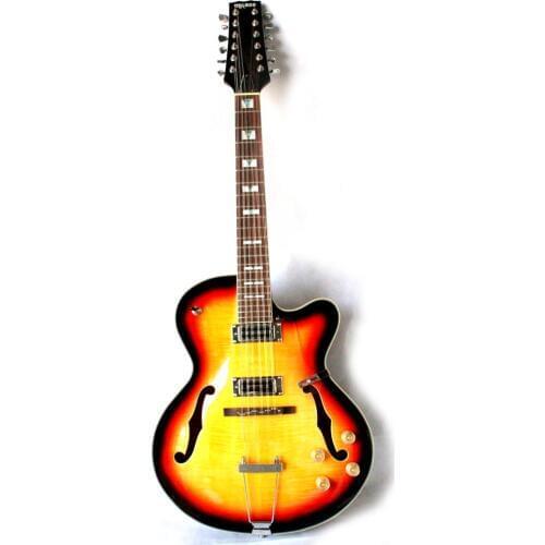 Musoo Brand Custom 12 strings jazz electric guitar in sunburst color