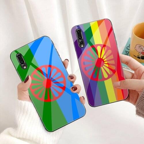 Romani roma flag Phone Case Tempered Glass For Huawei P30 P20 P10 lite honor 7A 8X 9 10 mate 20 Pro