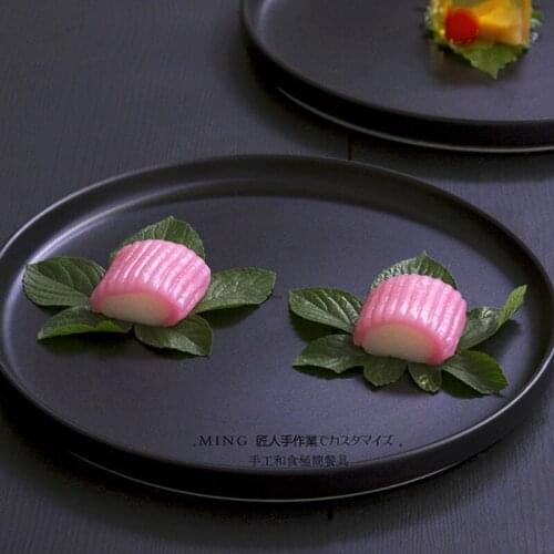 Black and White Plates Frosted Ceramic Plates Japanese Cake Snack Plates, Baking Plates Western Food Plates and Steak Plates