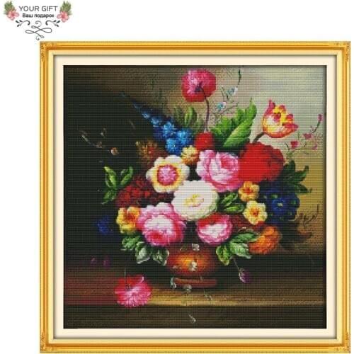 Joy Sunday H505 Free Shipping 14CT 11CT Stamped and Counted Home Decoration A Vase Painting Flowers Embroidery Cross Stitch