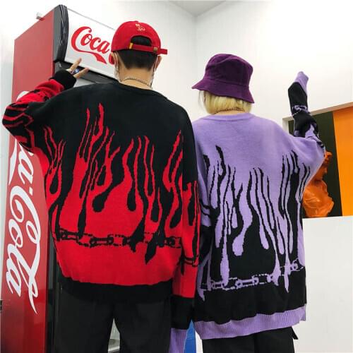 Harajuku Hip Pop Unisex Sweater 2019 Newest Runway Couples Vestidos Matching Outfits Loose Pullover Man & Women Fashion