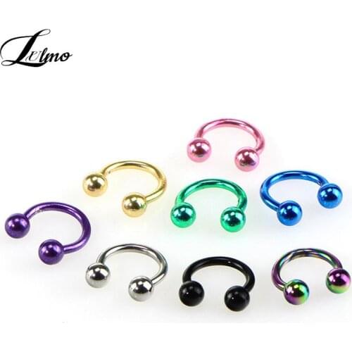 8 Pcs Colorful Steel Horseshoe Nose Septum Rings Ear Rings Body Piercing Nariz Jewelry Piercng 3 Sizes available 6 mm 8 mm 10 mm