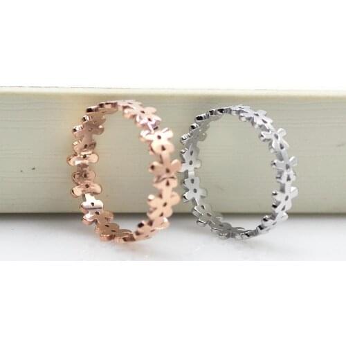 Flower ring Hollow cut ring Rose Gold Titanium Steel ring Hot selling Rings For Women