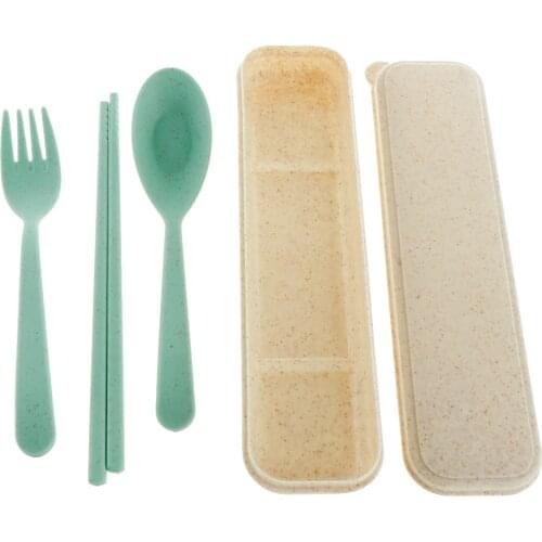 3 Pieces Eco-friendly Set Home Travel Camping Cultery Set BPA Free Spoon Chopsticks Fork for Travel Picnic Camping Picnic