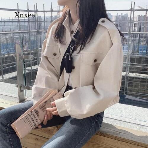 2021 Autumn and Winter Short Jacket Long Sleeves Cute Fashion Solid Color Single-Breasted Short Korean Short Jacket