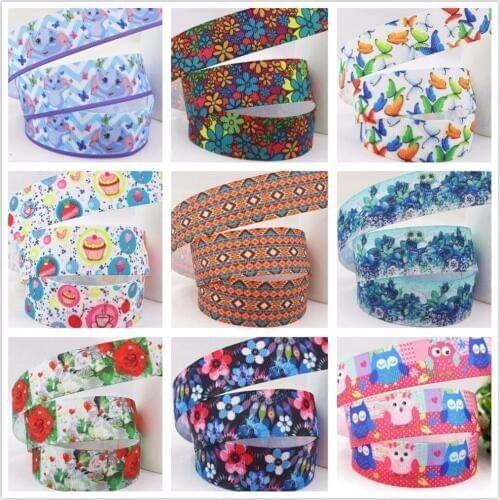 16105X191 , 25MM flowers series Printed grosgrain ribbon, DIY handmadeHair accessories Material wedding gift wrap