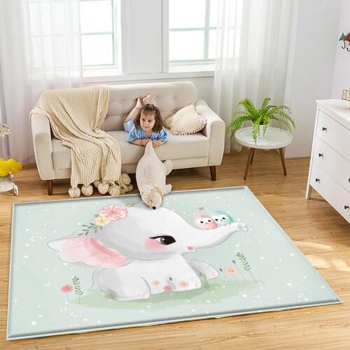 Tapis Salon Flannel Baby Hand Print Rectangle Children Carpet Balloon Cute Elephant Pattern Non-Slip Baby Play Children Carpet