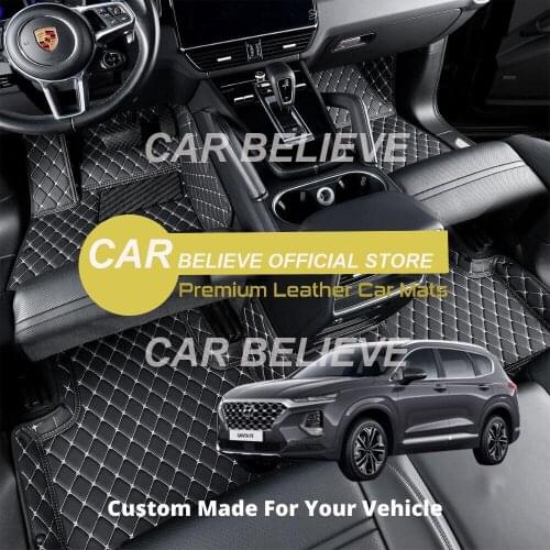 High quality Leather Car Floor mats For Hyundai Santa Fe 2020 2019 5 seats Carpets Rugs Pads Accessories