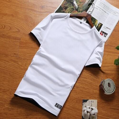 2021Summer Mens T-shirt Combed Cotton Short-sleeved Slim Solid Color Thin Section Running Fitness Training Mens Sports T-shirt