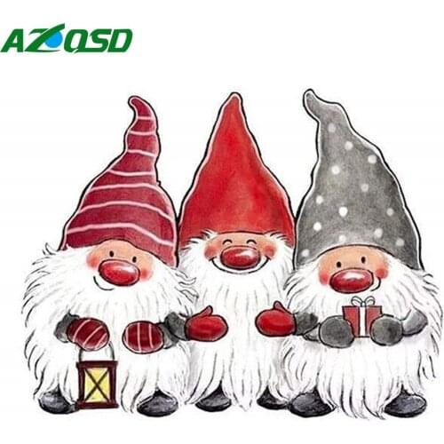 AZQSD Full Drill Diamond Painting Santa Claus Cross Stitch Needlework Diamond Embroidery Christmas Cartoon Mosaic Home Decor