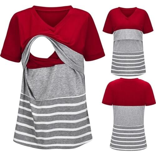 Breastfeeding Clothes Summer Women Short Sleeve Striped Nursing Shirt Top For Breastfeeding Clothes Одежда Для Беременных