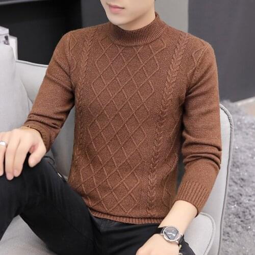 Autumn And Winter Mens Stylish Sweater Teenager Korean-style Slim Fit O Neck Crew Neck Jacquard Handsome Casual Mens Sweater