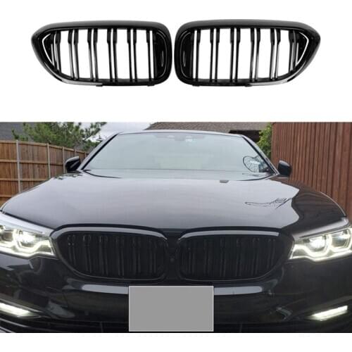 Front Bumper Kidney Grille Grill for BMW G30 G31 G38 5 Series 525I 530I 540I 550I with M-Performance Black Double Line Kidney Gr