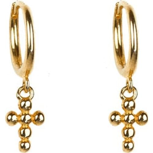 Pendientes Plata 925 Cross Light Bead 925 Sterling Silver Earrings For Women Huggie Earrings Hoops 2021 Trend Vintage Brincos