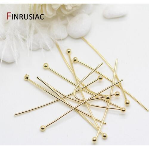 Wholesale 14k Gold Brass Metal Ball Head Pin For Jewelry Making Beading Pins Findings Supplies DIY Make Jewelry