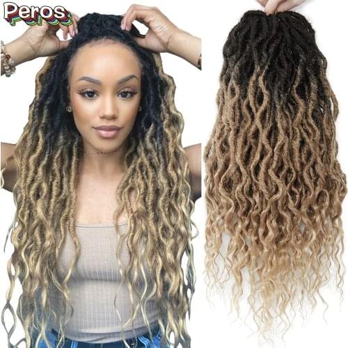 Synthetic Crochet Braid Hair Goddess Faux Locs With Curly End Braiding Hair Extensions For Women Ombre Blonde Messy Dread