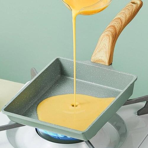 Frying Pan Omelette Black Non-stick Pan Solid Wood Handle Durable Structure Rust-free Kitchen Pot For Electric Stove Gas Stove