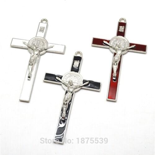 St Benedict Crucifix 12 cm Black White Red Color