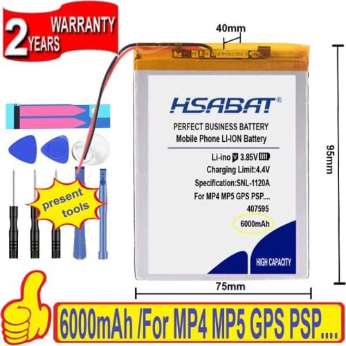 Top Brand 100% New 6000mAh Polymer lithiumion 407595 Battery for 7,8,9 inch tablet PC Batteries + free gfit