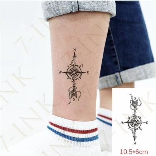Waterproof Temporary Tattoo Sticker Compass Letter Peony Flower Body Art Flash Tatoo Wrist Leg Fake Tatto For Girl Woman Men