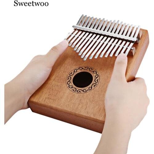 W - 17T 17 Keys Kalimba Thumb Piano High-Quality Wood Mahogany Body Musical Instrument With Learning Book Tune Hammer