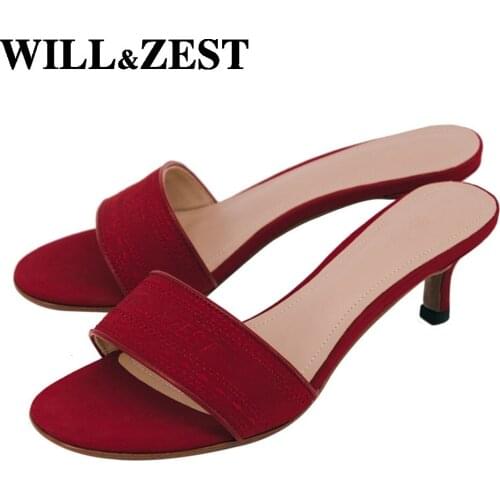 Will&Zest Sandals Chinese Style Embroidery Poplin Footwear For Women Slipper Sexy Bohemian Shoes Female 2020 New Famous Stripper