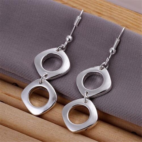 Retro personality new , E024 high-quality silver color earrings trend charm women simple classic jewelry