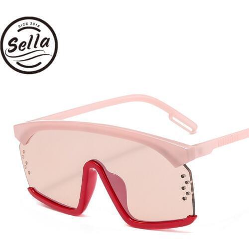 Sella New Arrival Fashion Women Oversized Conjoined Sunglasses Semi-Rimless Tint Lens Luxury One Piece Summer Glasses Eyewear