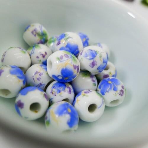 10# 40pcs Jingdezhen Ceramic Beads DIY Jingdezhen Porcelain Bead For Jewelry Making 10mm Beads #A315C