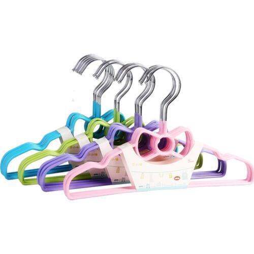 10 pcs/lot Plastic Kids Clothes Hangers Heart-shaped Bowknot-shaped Childrens Clothing Rack Anti-skid PVC Coating Metal Hanger