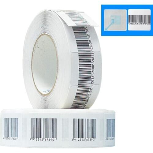 1000pcs/roll) Barcode security system anti-theft tag RF 4*4cm Barcode Soft Sticker 8.2 MHz EAS Security Anti-theft Label