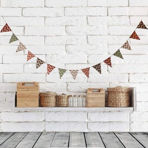 2.7M Bunting Banners Burlap Jute Christmas Mini Wavy Flags Xmas Wedding Holiday Party Hanging Decoration