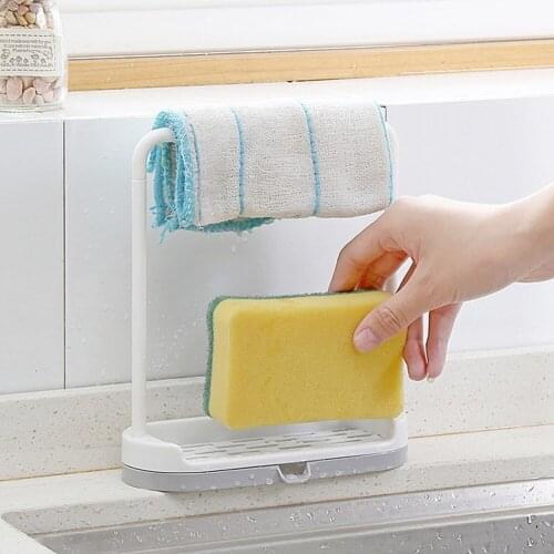2in1 Kitchen Storage Rack Towel Sponge Drain Racks Rag Dishcloth Hanging Rack Home Bathroom Soap Holder Sink Desktop Organizer