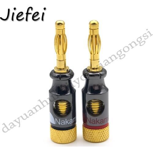 4-100pcs Nakamichi Hifi audio 4mm Banana Plug Spiral Type 24K Gold Screw Stereo Speaker Audio Copper Terminal Adapter Connector