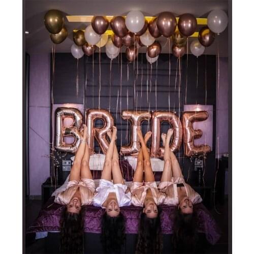 5pcs 32inch Silver Rose Gold BRIDE Letter Foil Balloon Wedding Decoration Baby Shower Valentines Day Engaged Party Gift Supplies