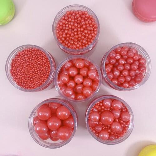 50g Edible Red Sugar Beads Pearl Sugar Balls DIY Cake Baking Sprinkled with Colorful Balls Cake Decoration Baking Materials