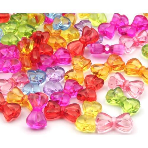 10x18mm 50pcs Mixed Acrylic Bow Tie Spacer Loose Beads For DIY Jewelry Making Kids Cartoon Necklace Bracelet