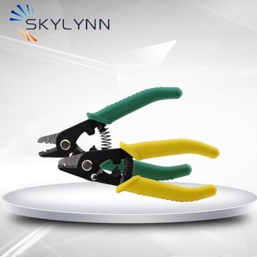 6 Inch Carbon steel Three Hole Fiber Optic multi-function Wire Stripper, Comfort Non-slip Handle Optic Cable Strip Pliers
