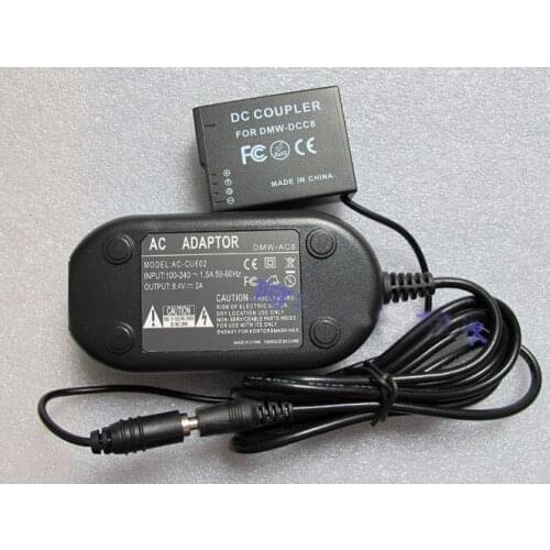 AC Adapter Power Charger Supply For PANASONIC DMW-DCC8 DMW-AC8 DMC-GH2 FZ200 G6 with Power Cable