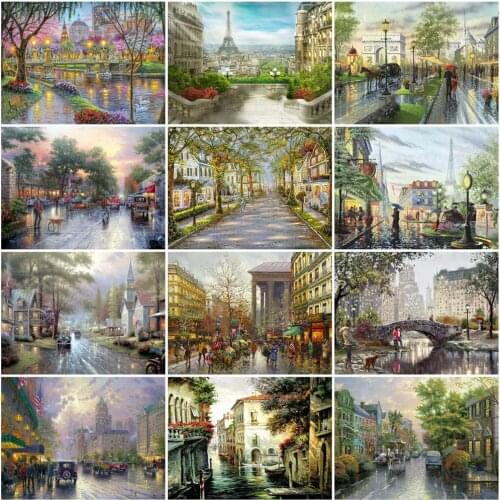 EverShine Diamond Painting Street Cross Stitch Diamond Embroidery Landscape Resin Drill Mosaic Art Kits Needlework Home Decor