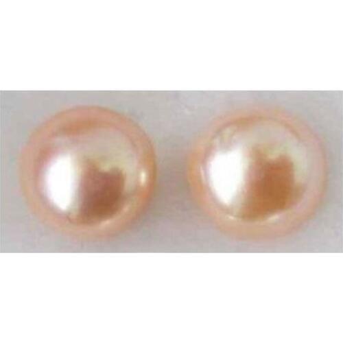Free shipping AAA 11-12mm South Sea pink Baroque Pearl Earrings YELLOW 925silver