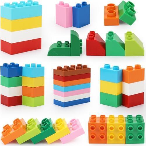 Big Bricks Baseplates Bloques Baby Early Learning DIY Building Blocks 2x4 Construction Toys Bulk Hollow Duplo for Kids 2x2