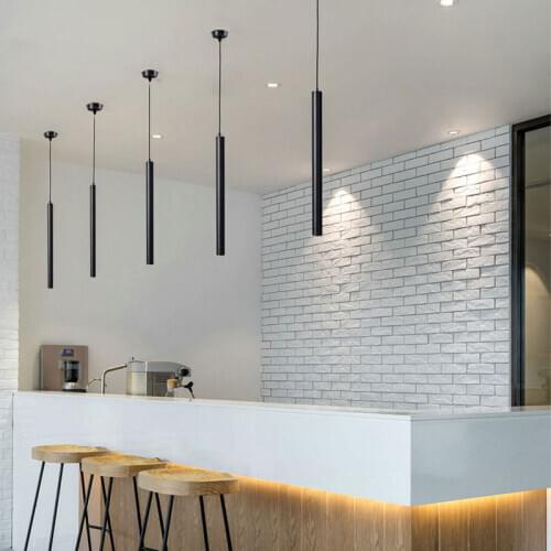 Long tube pendant lamp led restaurant modern minimalist front desk creative lamp Nordic cylindrical hanging lamp