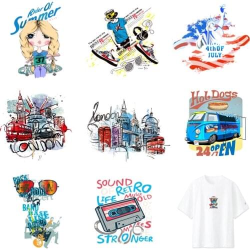 Iron on Transfer for Clothing Thermoadhesive Patches Diy Space Travel Stickers on Clothes Textile Vinyl Stripes Patch Fusible C