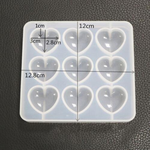 Epoxy Mold Resin DIY Crystal 9 Hole Heart Shape Silicone Mold For Resin High Mirror Pendant Handmade Jewelry Tools Making Molds
