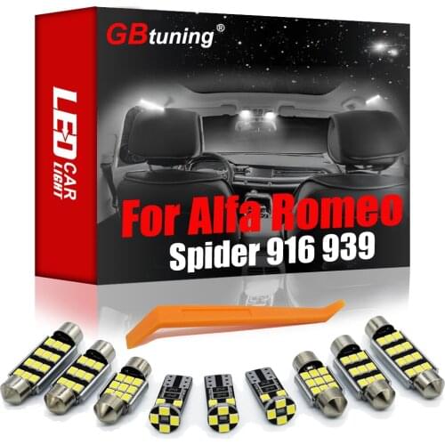 GBtuning Canbus LED Interior Light Kit 7Pcs For Alfa Romeo Spider 916 939 (1995-2009 2010) Car Dome Reading Room Trunk Bulb Lamp